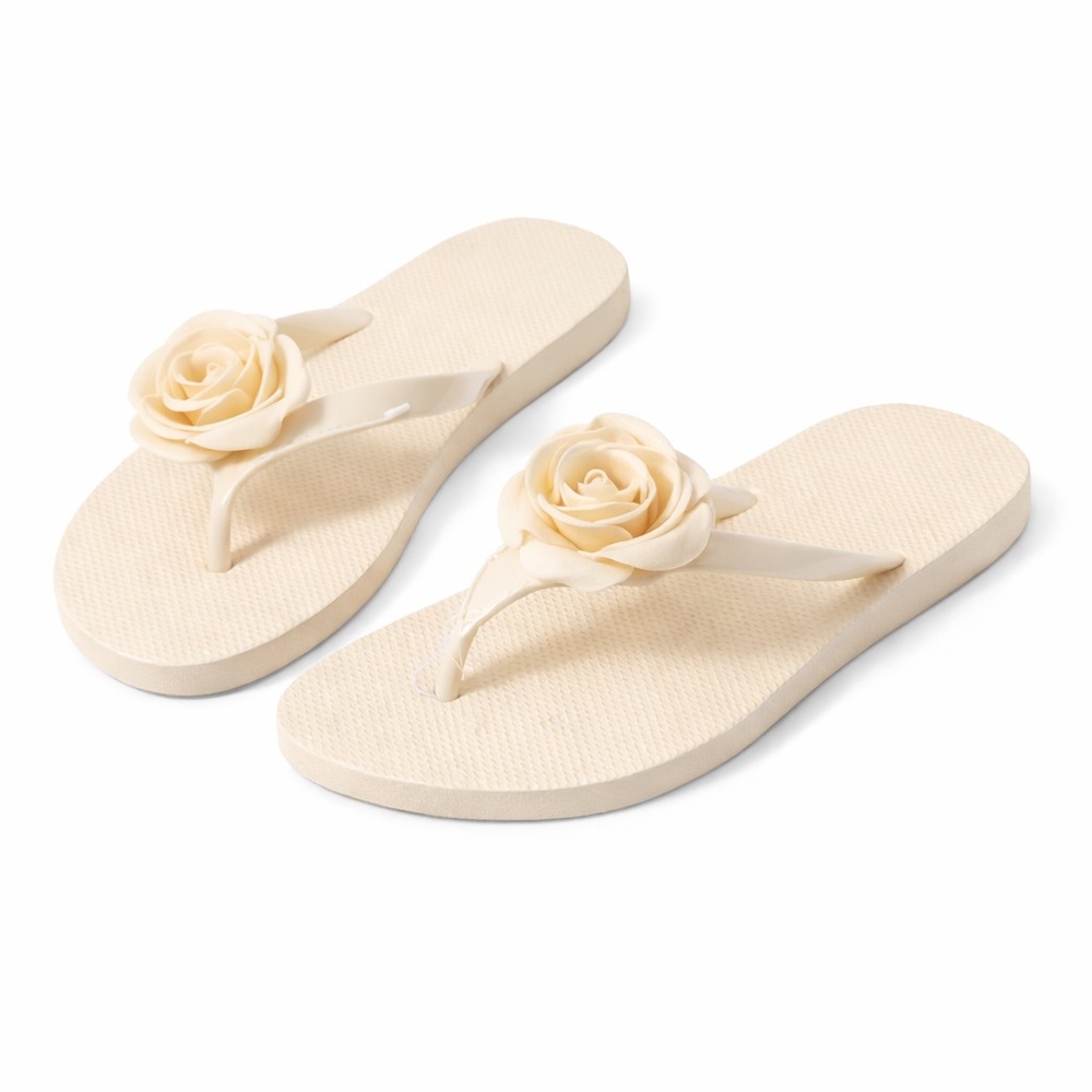 Shade & Shore Cream Floral Sandals